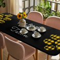thumbnail image 3 of Cats Pawprints Table Cloths for 8 Foot Rectangle Tables, Yellow Black Buffalo Plaid Pets Paw Patio Waterproof Elastic Fitted Tablecloths, Washable Rectangular Table Cover for Camping, 3 of 8