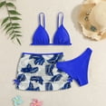 thumbnail image 2 of Traje De BañO Para NiñAs Bikini For Teens Teen Girls Swimsuits 3 Piece Bikini Sets Tropical Floral Bikini Sets Girls' Swimwear with Cover Up Skirt Blue 8-10 Years, 2 of 4