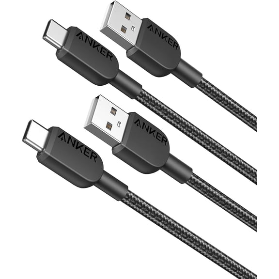 Anker Cable [2 Pack 3ft], USB A to Type C Charger Cord, Braided USB to USB C Cable for Samsung Galaxy Note 10/S10  S10, LG V30 (USB 2.0, Black)