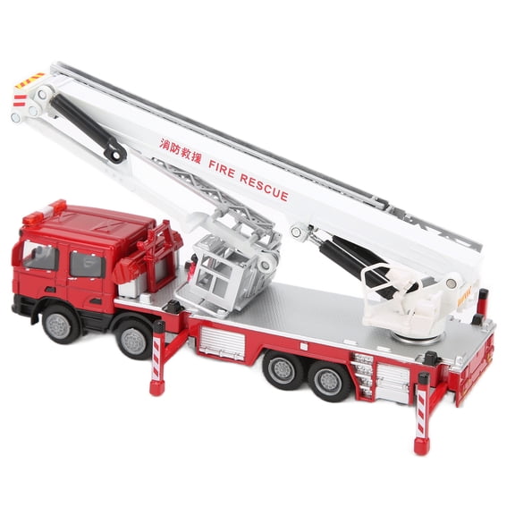 BIMZUC 1:50 Model Ascending Fire Truck Toy, High Simulation Educational Rescue Vehicle for Kids, Zinc Alloy Construction, 6.7 inches / 17 cm, Red