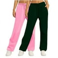 thumbnail image 2 of Aloohaidyvio 2 Pack Womens Drawstring Sweatpants 2024 Baggy Wide Cotton Stretch Straight Leg Pants with Pockets, 2 of 3