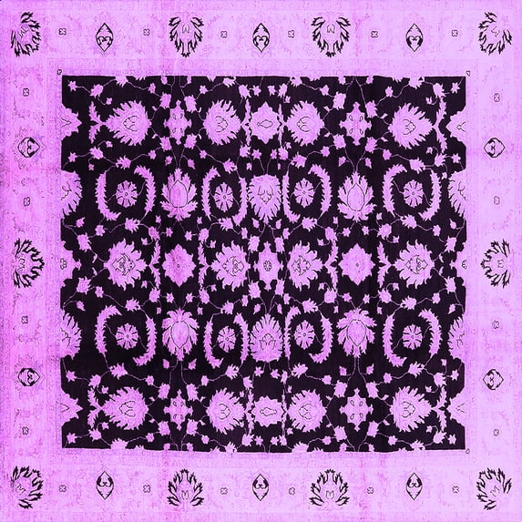 Ahgly Company Indoor Square Oriental Purple Traditional Area Rugs, 5' Square