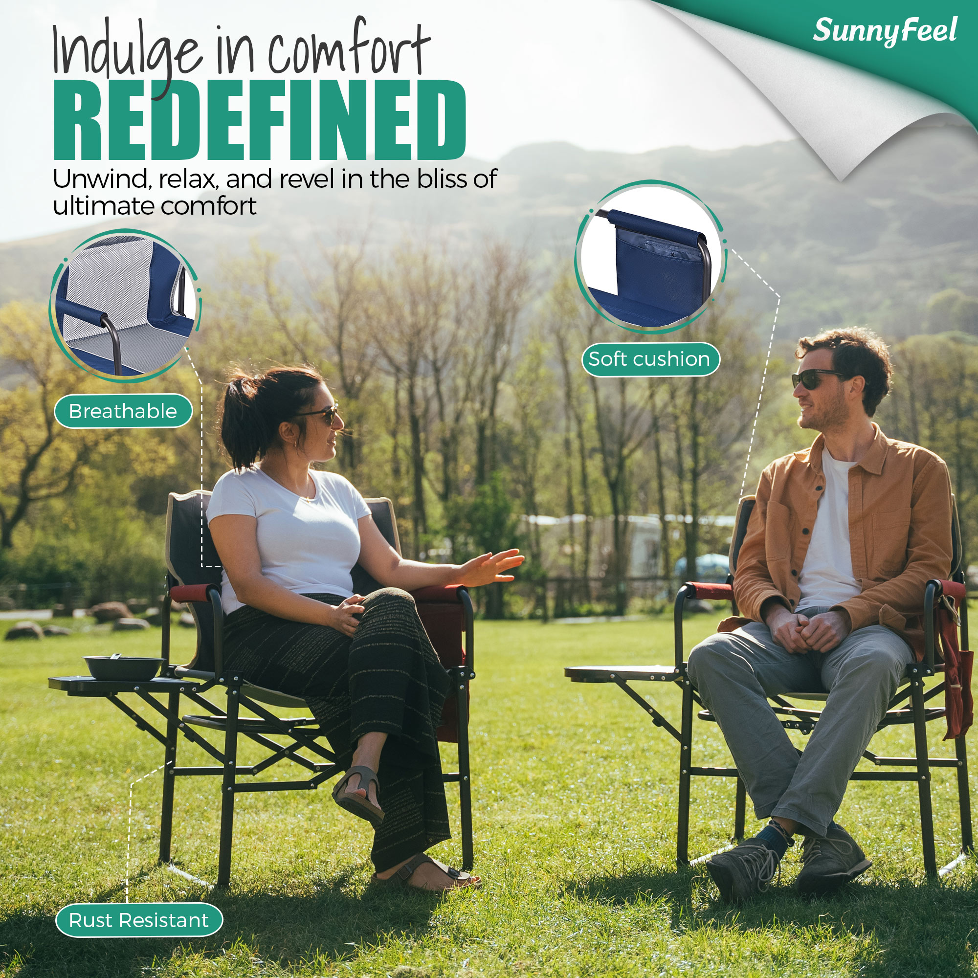 Sunnyfeel Folding Camping Chair with Side Table photo 5