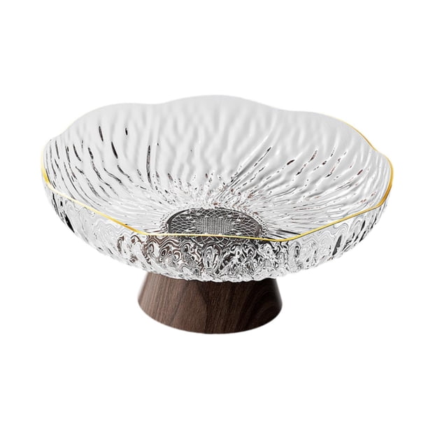 Frutero con Orificios de Drenaje, Cuenco Alto con Base, Decorativos Transparentes, Soporte para Frutas para La Mesa de La Cocina O La Sala de Blanco