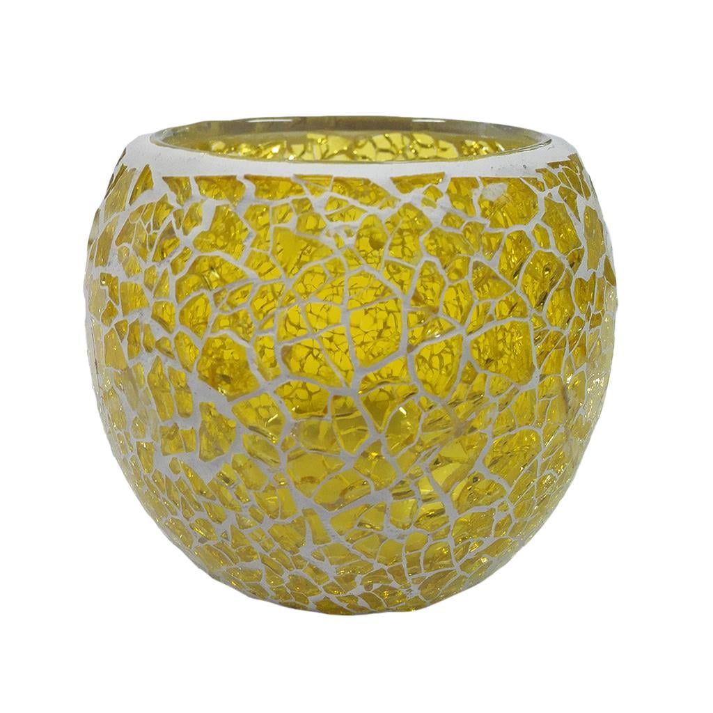 Handmade Glass Turkish Moroccan Mosaic Candle Holder Tea Light Votive Golden 