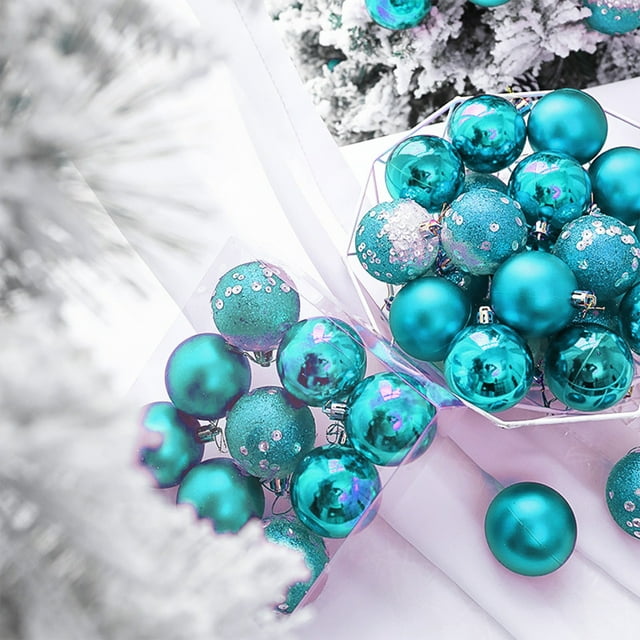Xihbxyly Juego de Bolas Navideñas Colgantes En Azul, Morado y Rosa, Varios Estilos y Formas, Perfectas para Árbol de Navidad, Decoración para Fiestas, Fáciles de Colgar, Tamaño 18 X 18 X 6 Cm.