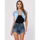 thumbnail image 2 of Chaqueta de mezclilla corta Allegra K para mujer ajustada con mangas casquillo Azul claro S, 2 of 5