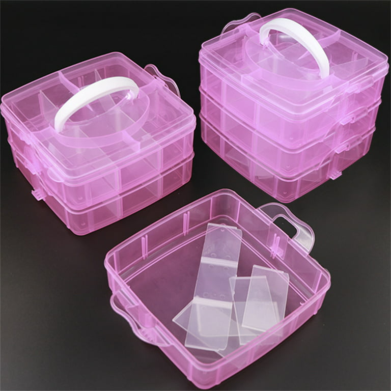Makeup Storage Box,Rectangular Clear Plastic storage Containers Box  Cosmetic Organizer With Hinged Lid For Beads And Other Small Craft Item