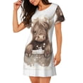 thumbnail image 2 of Fotbe Cute Cow Bath Pattern Women's Cotton Nightgown Sleepwear Short Sleeves Shirt Casual Print Sleepdress, 2 of 6
