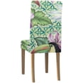 thumbnail image 4 of ZHANZZK Bouquet of Exotic Flower with a Small Colorful Tropical Bird Stretch Chair Cover Protector Seat Slipcover for Dining Room Hotel Wedding Party Set of 6, 4 of 6