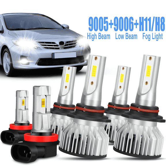 For Toyota RAV4 2006 2007 2008 2009 2010 2011 2012 LED Headlight Fog Light Bulbs Kit 6000K White 6x