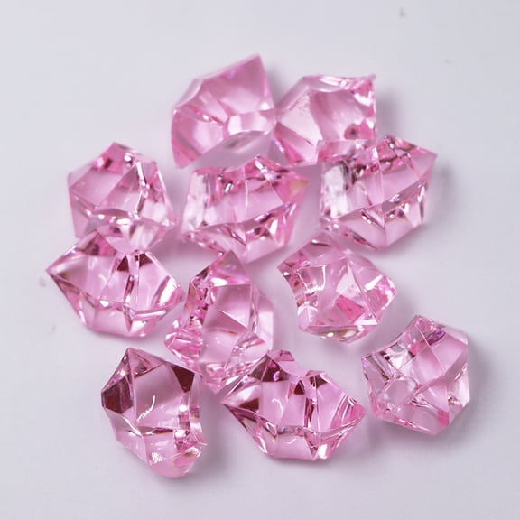 Zhuge 280PCS（1.1 lb） Pink Fake Ice Rocks, Acrylic Gems Crystals Plastic Diamonds for Vase Fillers & Wedding Party Decor