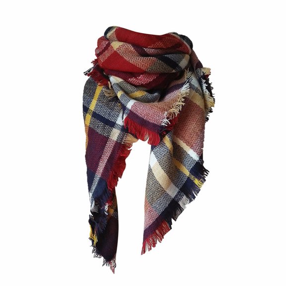 Clearance Womens Winter Plaid Infinity Scarf Warm Tassel Circle Loop Scarves Knit Fall Scarfs for Women Gift for Men Women