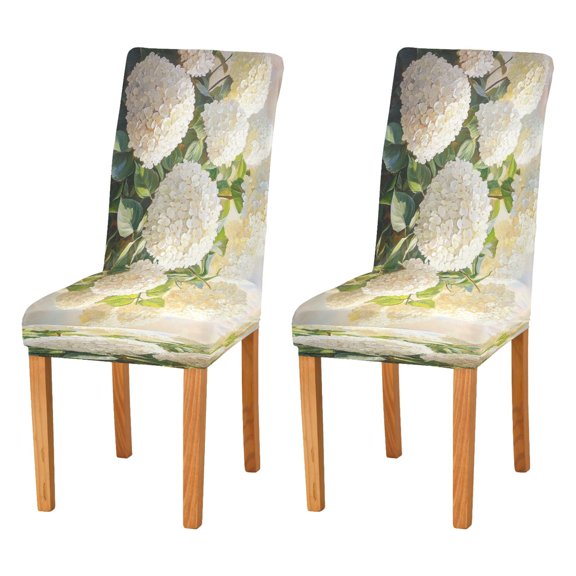 BZSMCE Chairs Slipcovers Dining Chair Covers Design White Hydrangea Bush Painting Creative Pattern