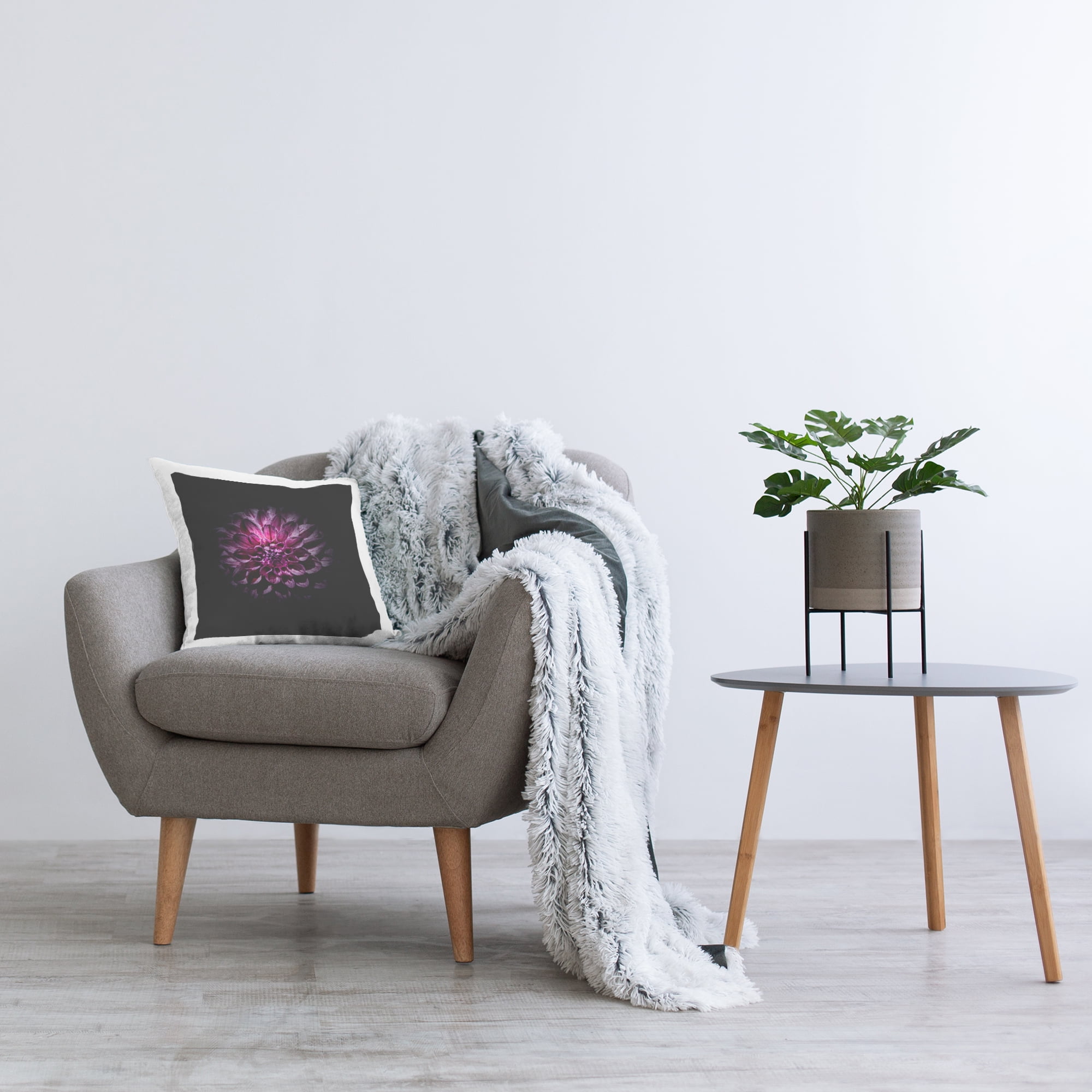 Stupell Industries Purple Dahlia Dark Contemporary Decorative Printed Throw Pillow, design by Brian Carson Photography
