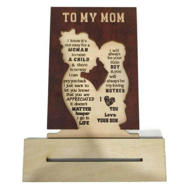 Palabras para mamá, regalos para el Día de la Madre para decorar la mesa, letreros de madera para la mesa, gracias mamá - La mejor mamá del mundo, decoración de granja familiar.