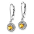 thumbnail image 3 of 925 Sterling Silver Rhodium-plated Diam. & Citrine Earrings; for Adults and Teens; for Women and Men, 3 of 4