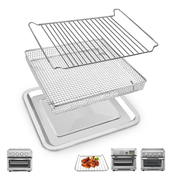 GWY Air Fryer Parts for Cuisinart TOA-60 TOA-65 TOA-70 Air Fryer Toaster Oven, 3 Pieces Baking Set with Air Fryer Basket Pan Rack for Oven Air Fryer Accessories
