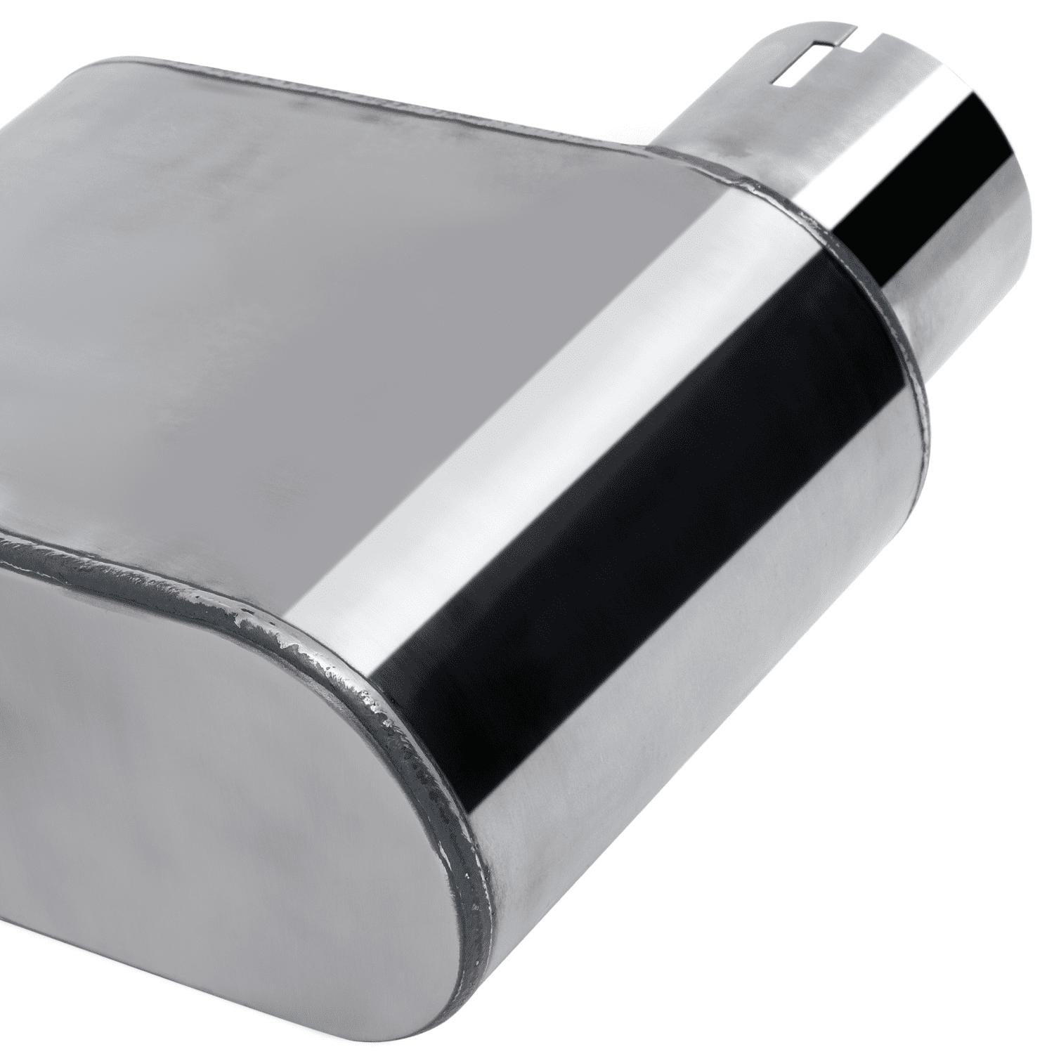 M-AUTO 2.25 Inch Inlet/Outlet 1Pair Chambered Exhaust Muffler Straight-Through Stainless Steel Round Tip,Chrome