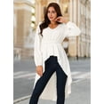 thumbnail image 4 of DARING DIVA Women's High Low V Neck Long Sleeve Dressy Blouses XL White, 4 of 7