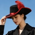 thumbnail image 6 of Hsqqdc Adults Renaissance Felt Pirate Hat Feather Musketeer Buccaneer Colonial Headwear, 6 of 7