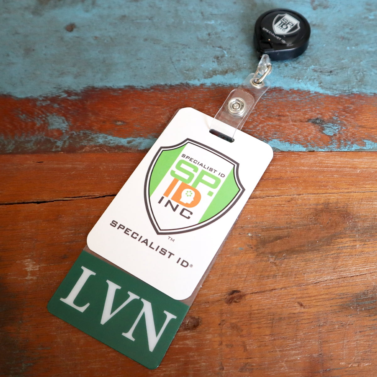 Clear LVN Badge Buddy Vertical - Hospital & Nurse ID Backer Cards - Transparent Title/Role Identifier - Wear Behind Medical Name Badge on I’D Reel or Lanyard by Specialist ID (Green)