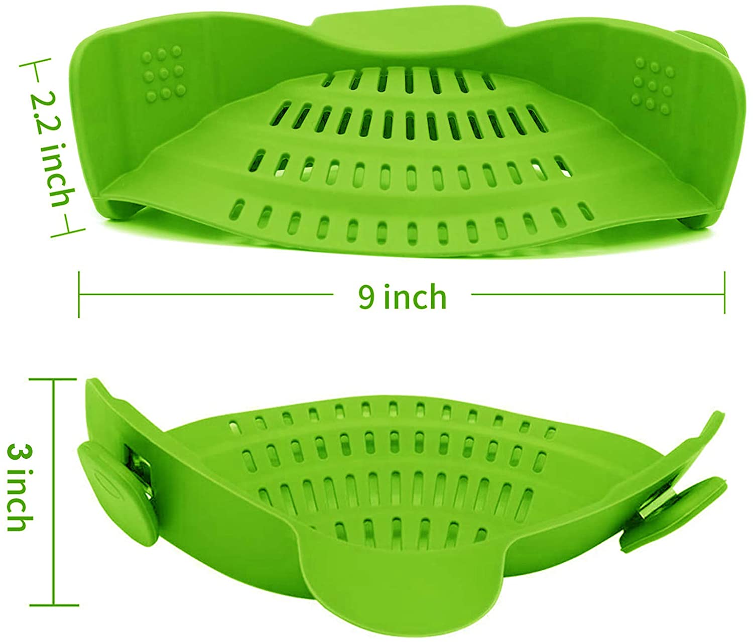 VICVEO Silicone Clip on Strainer, Patented Clip on Silicone Colander, Clip-on Kitchen Food Strainer for Pasta,Fits Almost Pots (Green) - image 5 of 8