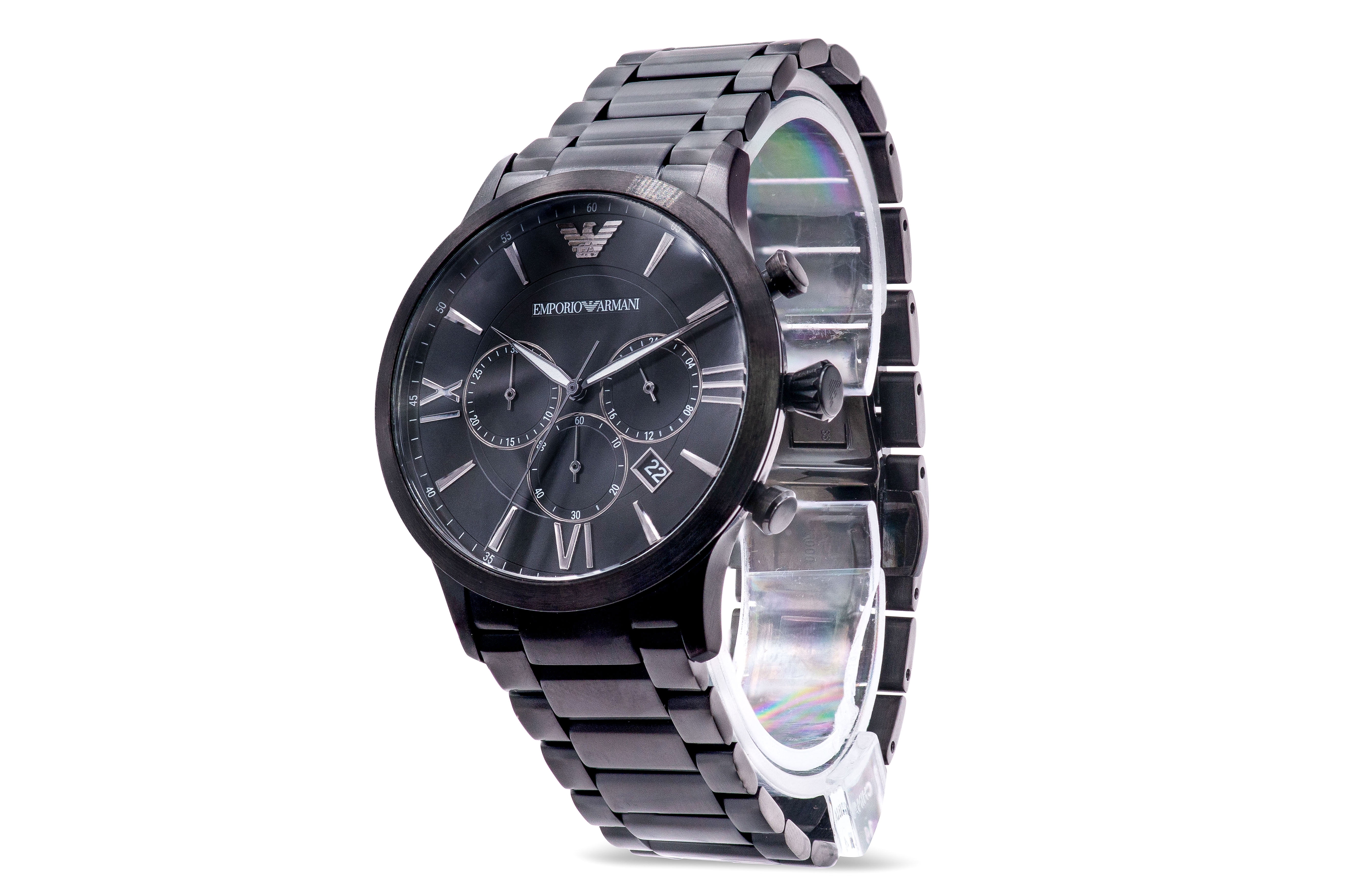 Emporio Armani Black Stainless Steel Chronograph Mens Watch