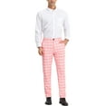 thumbnail image 2 of Unique Bargains Men's Plaid Regular Fit Flat Front Classic Elastic Waist Suit Pants 36 Pink, 2 of 6