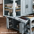 thumbnail image 5 of 47" Kitchen Island with Extendable Table, Rubber Wood Veneer Kitchen Cart Table with Storage, Power Outlet, Rolling Island Cart For Kitchen, Gray+Blue, 5 of 10