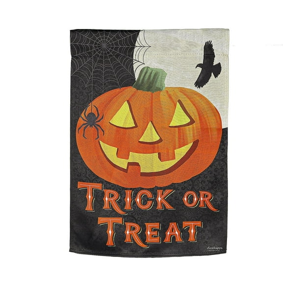Evergreen Trick or Treat Jack-o-Lantern Garden Suede Flag 12.5 x 18 Inches Indoor Outdoor Decor
