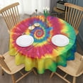 thumbnail image 3 of Colorful Rainbow Tie Dye Spiral Pattern Round Tablecloth 60"x60",Wrinkle Wipeable Table Cloth for Kitchen Dining Room Picnic Patio Party, 3 of 6