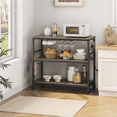 thumbnail image 2 of Alden Design Rolling Kitchen Island Cart with Charge Station, Taupe Wood, 2 of 11