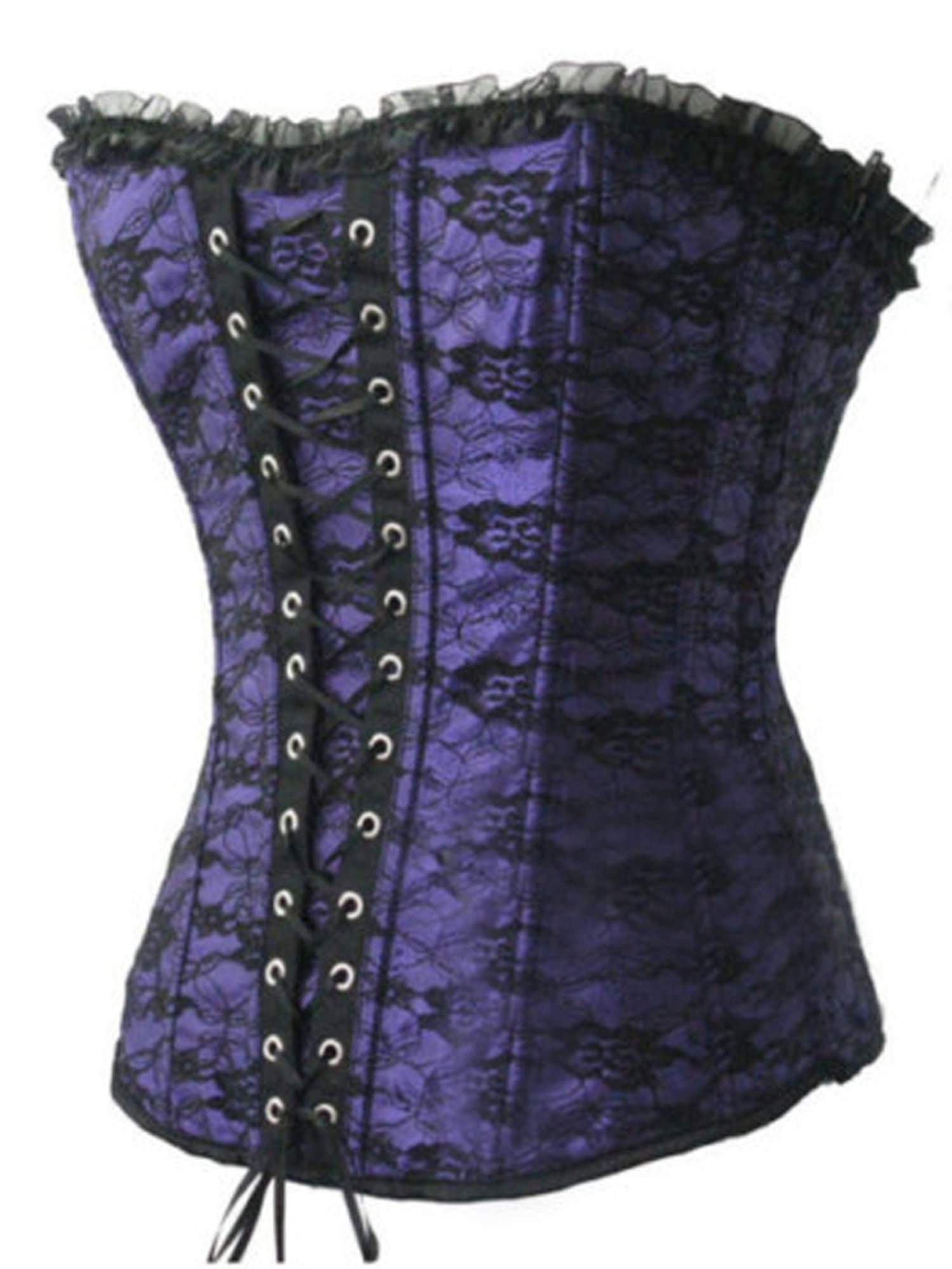 Beauty-You Womens Overbust Corset Lace Up Back Spiral steel boned