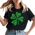 thumbnail image 4 of VATAPA Womens St. Patrick's Day Tops Short Sleeve Shamrock Graphic Tees Lucky Clover Print Casual Summer T-shirts Irish Holiday Top Blessed Gifts Black S, 4 of 6