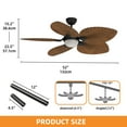 thumbnail image 5 of Craftian 52" 5-Blade Tropical Ceiling Fan with LED Light & Multi-Functional Remote, 6 Quiet DC Motor Speeds, Reversible for Indoor and Outdoor Spaces, Walnut, 5 of 9