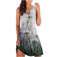thumbnail image 2 of SMihono Robe d'Été Grande Taille pour Femmes 2023 Mode Aguichant Vintage à Col Rond Sans Manches Imprimée Robes Rondes, 2 of 5
