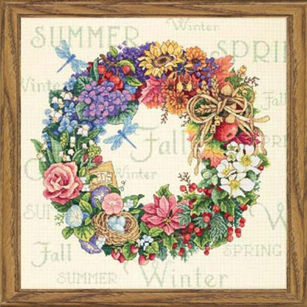 Dimensions® Wreath Of All Seasons Kit & Frame Counted CrossStitch