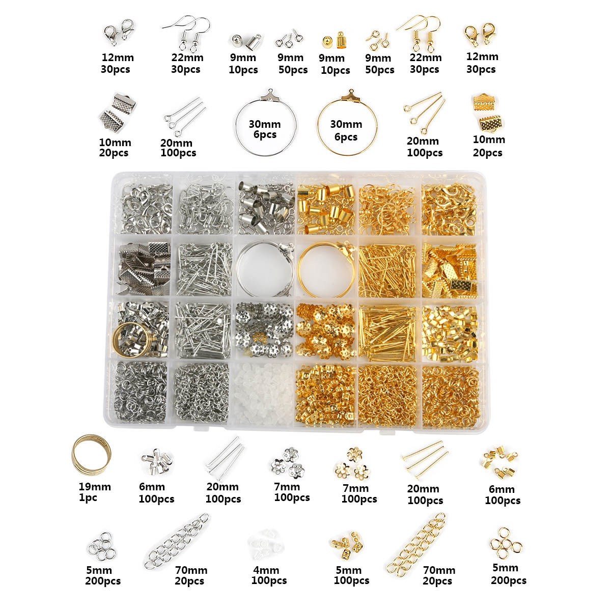 Expo Int'l Jewelry Findings Kit of 24 Gold/Silver Plated Items