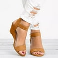 thumbnail image 2 of IUJSOY Heels for Women Open Toe Dress Shoes Platform Wedge Sandals Buckle Ankle Strap Pumps, 2 of 9