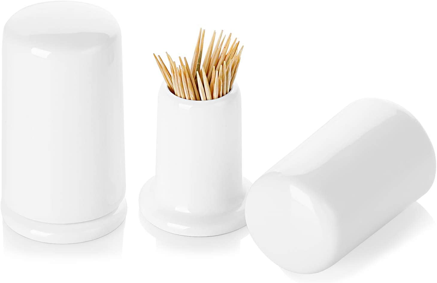 Toothpick Holder,Ceramic Toothpick Dispenser with Lid and Easy To Clean