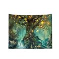 thumbnail image 1 of Tapiz de árbol de bosque, sala de estar, colgante de pared, pintura de poliéster, alfombra, manta, adorno para el hogar, 150x130cm AweSitey HA8481-01B, 1 of 6