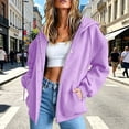 thumbnail image 5 of Hoodie Women Purple Women's Extended Length Zip Hoodie Lightweight Transitional Jacket Womens Sweatshirt M, 5 of 6
