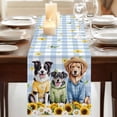 thumbnail image 3 of Table Runners 70 Inches Long Dress Scarves, Spring Dog Farmhouse Coffee/Dining/Kitchen Table Decor, Holiday Table Runner, Sunflower Daisy Botanical Blue Plaid 13x70 Inch, 3 of 9