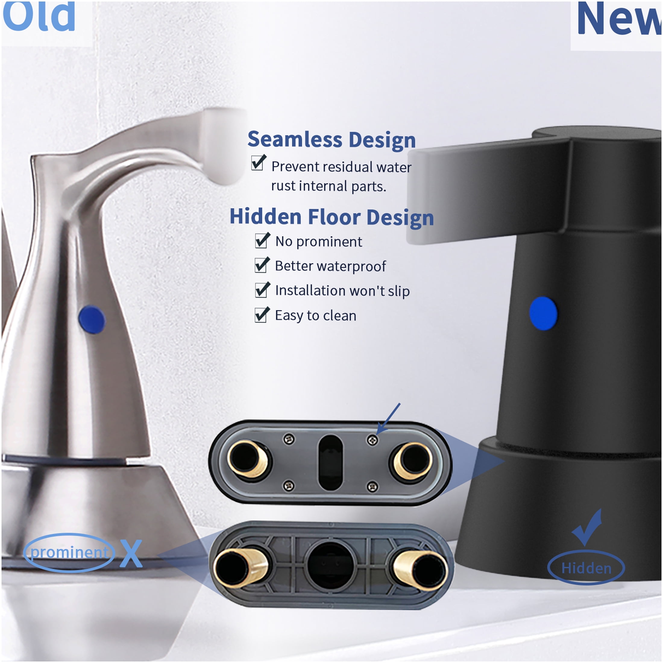 JERFIT Modern 2-Handle Centerset Bathroom Sink Faucet with 360° Swivel Spout, High Arc Matte Black 4" 3-Hole Deck Mount Faucet