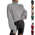 thumbnail image 5 of Women's Fashion Knitted Cropped Turtleneck Sweater, 5 of 9