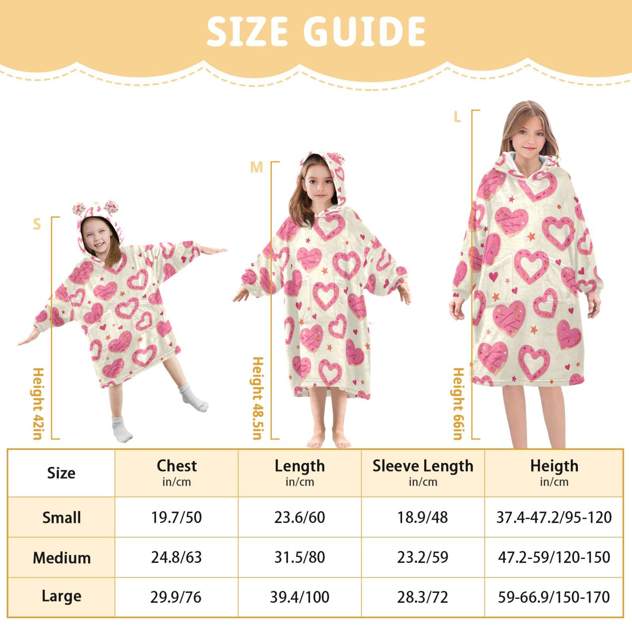 joogoo Blanket Hoodie Heart Donuts for Oversize Sweatshirt Boys Girls 3-14 YR L