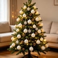 thumbnail image 3 of 42 Pcs Cream White Flocked Christmas Balls Ornaments, Shatterproof Velvet Xmas Hanging Decorations, 3 Sizes Christmas Tree Pendant for Home Party Holiday Decor, 3 of 8