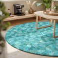 thumbnail image 3 of Round Rugs 6Ft, Green Geometric Round Area Rug Washable Indoor Throw Carpet, Farmhouse Abstract Neutral Motifs Soft Non Slip Circle Rug for Office Cabinet Home Decor Aesthetic, 3 of 8