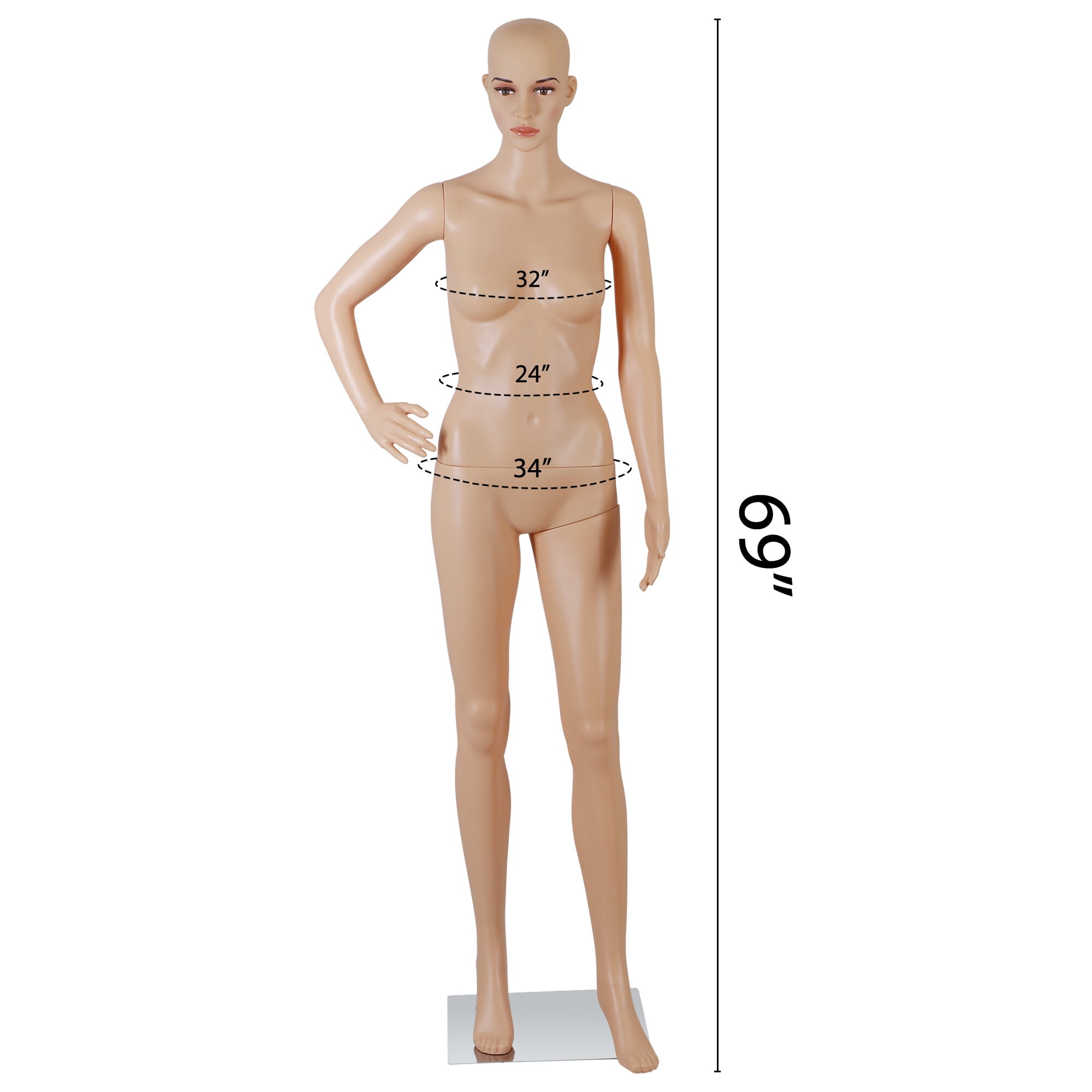 ZenStyle Adjustable 69" Full Body Female Mannequin Display Model, Beige, 1 Count